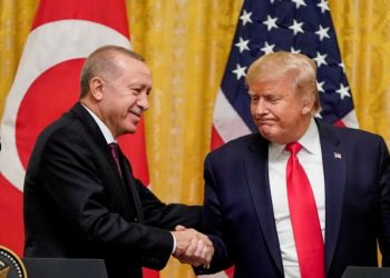 FILE PHOTO: U.S. President Donald Trump greets Turkey's President Tayyip Erdogan during a joint news conference at the White House in Washington, U.S., November 13, 2019. REUTERS/Joshua Roberts/File Photo