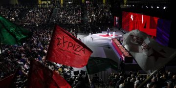 Start of the 4th conference of SYRIZA - Progressive Alliance in Athens, Greece on February 22, 2024. / Έναρξη του 4ου συνεδρίου του ΣΥΡΙΖΑ - Προοδευτική Συμμαχία, στο κλειστό του Tae Kwon Do, Αθήνα 22 Φεβρουαρίου 2024.