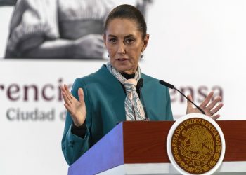 Claudia Sheinbaum, Mexico's president, speaks during a news conference at the National Palace in Mexico City, Mexico, on Wednesday, Nov. 6, 2024. Mexicans should remain calm in the wake of Donald Trump's decisive election win, the president of the US's largest trading partner and southern neighbor said, sounding a note of pragmatism as local markets began to recover from their initial shock. Photographer: Stephania Corpi/Bloomberg via Getty Images