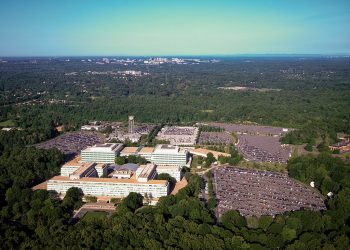 Aerial view of the Central Intelligence Agency headquarters.