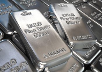 Silver bars or ingots background. Precious metal. 3d illustration
